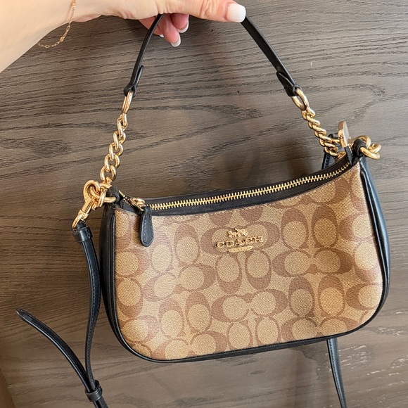 Coach Handbags - Coach Tan and Black Shoulder Bag